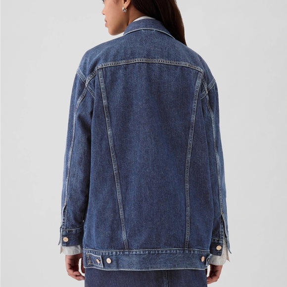 NWT GAP oversized icon denim jacket in medium indigo blue - Picture 4 of 4